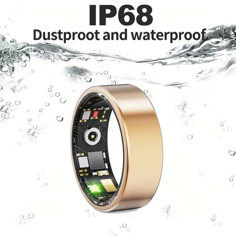 Smart Fitness Ring With Charging Case - Gold-4