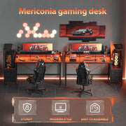 Multifunktionaler Gaming Schreibtisch mit LED Beleuchtung und Stauraum