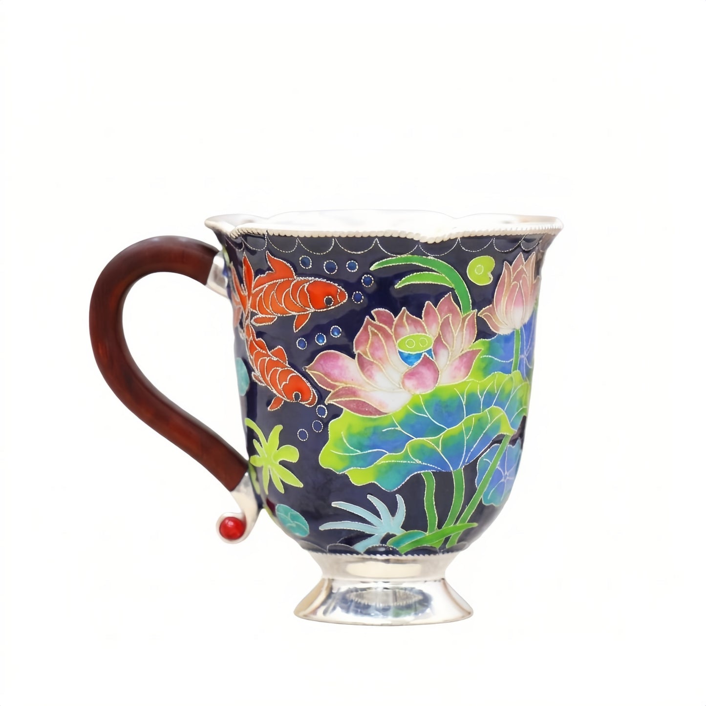 Cloisonné Lotus Koi Luxus Tasse mit kunstvoller Emaille-Veredelung