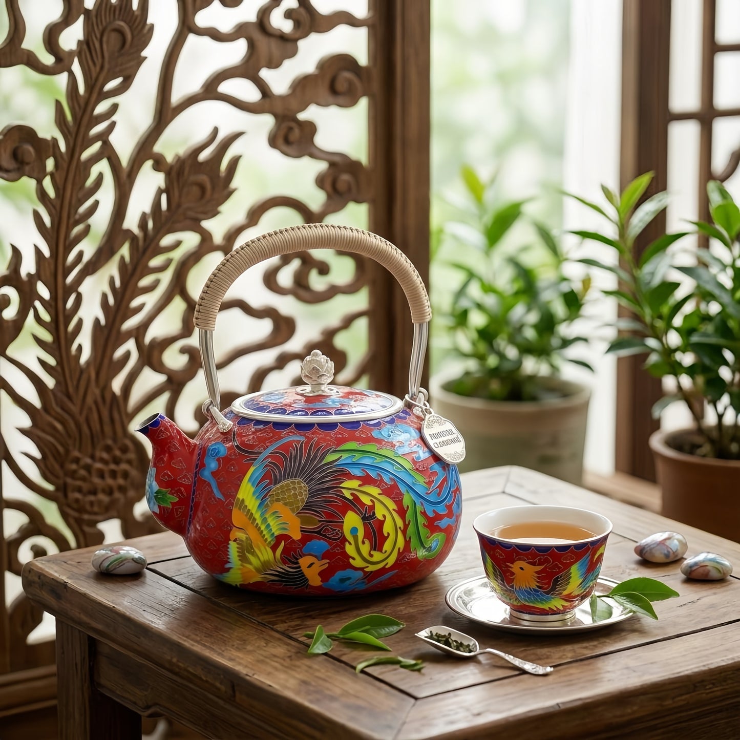 Cloisonné Phoenix Aura Luxus Teekanne mit kunstvoller Emaille-Veredelung
