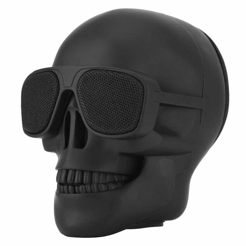 Außergewöhnlicher Bluetooth-Lautsprecher im Totenkopf-Design mit stylischer Sonnenbrille und kraftvollem Sound
