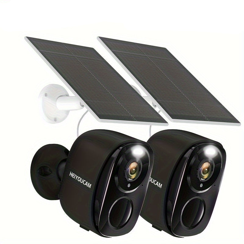 2er Set 3 MP Solar WLAN Überwachungskameras mit PIR Erkennung