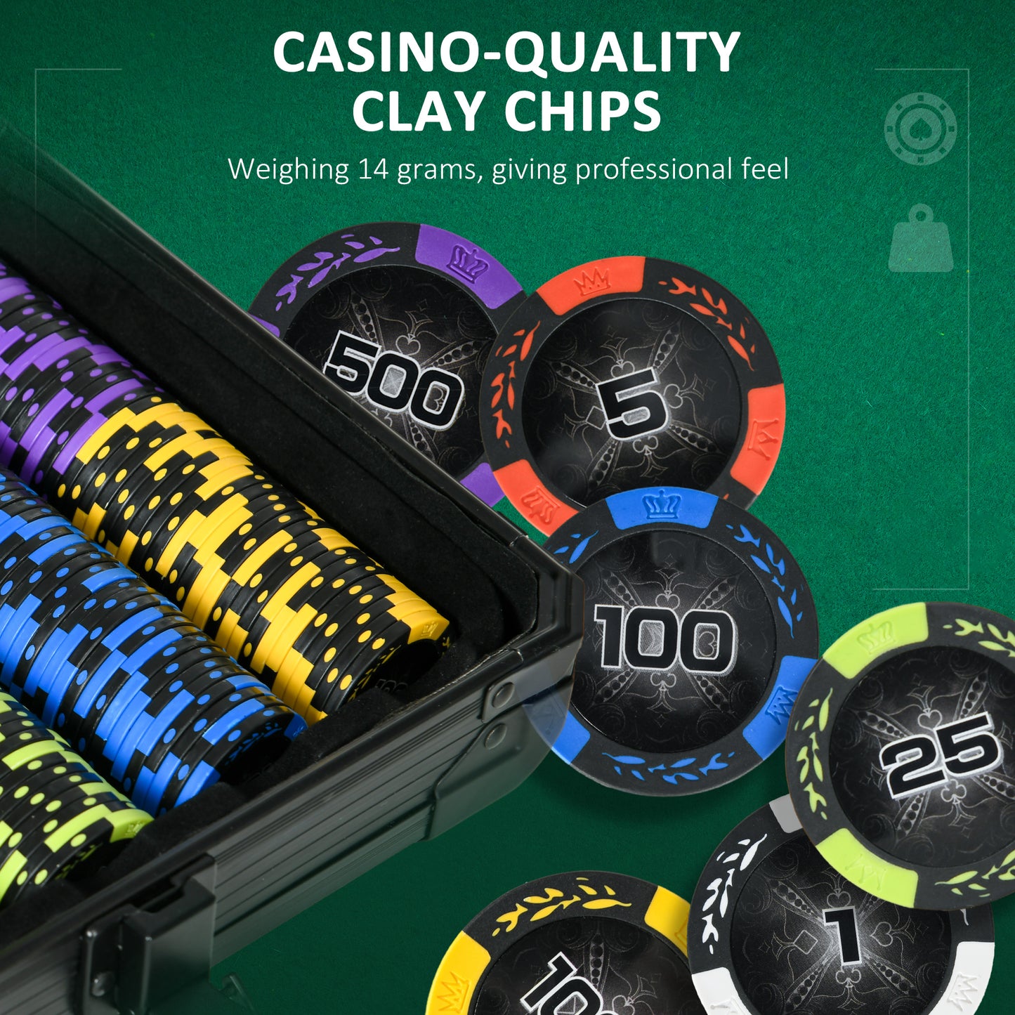 RoyalFlush Poker Set – 500 Profi Chips im Aluminiumkoffer