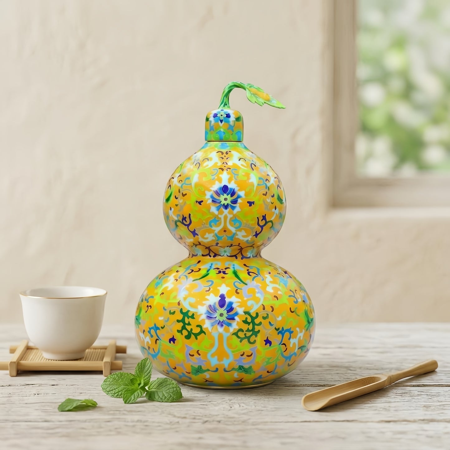 Hulu Radiance Gold Luxus Vase in Cloisonné-Kunst