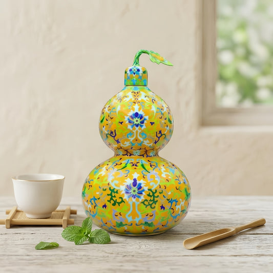 Hulu Radiance Gold Luxus Vase in Cloisonné-Kunst