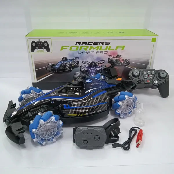 Ferngesteuertes Drift Rennwagen Set mit Controller, Spezialreifen und Akku für schnelle 360° Stunts und Fahrspaß
