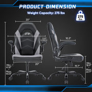 Big And Tall Leather Office Desk Gaming Chair With Adjustable Arms