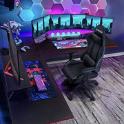 Homall L Gaming Schreibtisch mit Monitoraufsatz in Schwarz