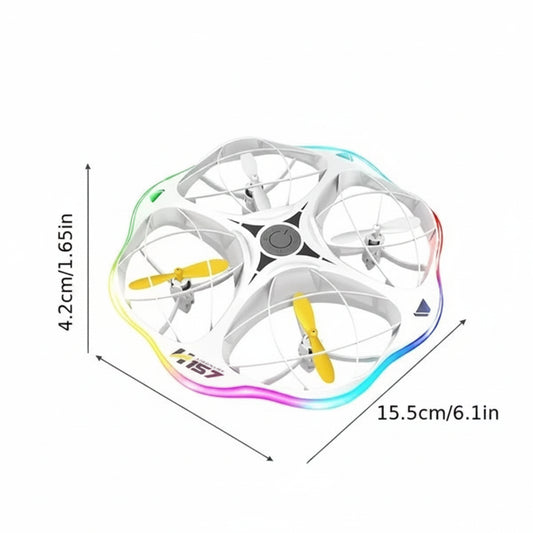 Kompakte Mini Drohne mit Propellerschutz, LED-Beleuchtung und stabilem Flugdesign für Kinder und Anfänger