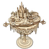 Fantasy 3D Holzpuzzle mit schwebender Stadt und detailreichem Design für kreativen Bastelspaß und Deko