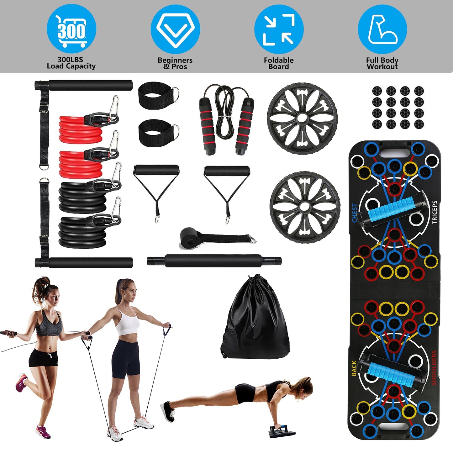 Home Gym Set „FlexFit Station“ – Faltbares Push-Up Board & Komplett-Trainingssystem