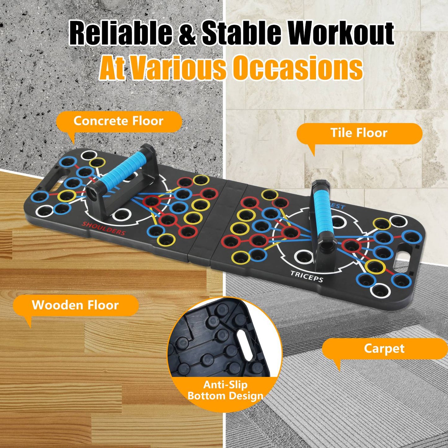 Home Gym Set „FlexFit Station“ – Faltbares Push-Up Board & Komplett-Trainingssystem