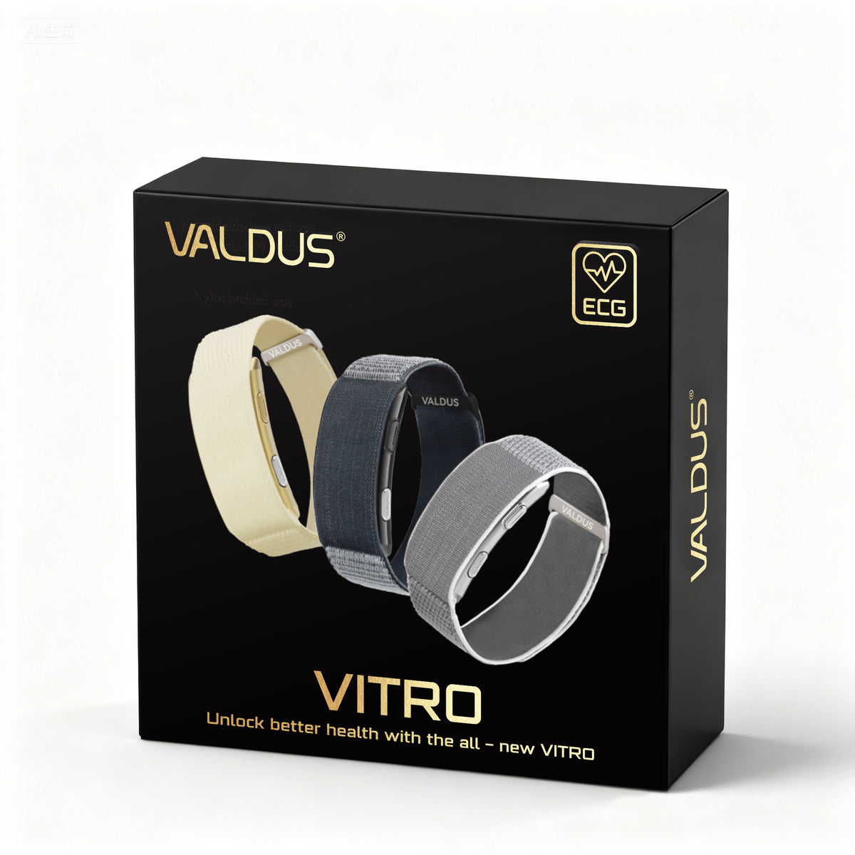 VALDUS VITRO Fitnessarmband ohne Display in Schwarz
