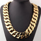 Massive Edelstahl kette im Cuban-Link-Design mit Goldglänzender Oberfläche als auffälliges Statement-Schmuckstück