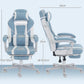 Chaise gaming, fauteuil gaming ergonomique avec repose-pieds, hauteur réglable, dossier inclinable, 63x63x123cm, bleu