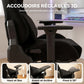 Chaise Gaming Ergonomique Massante et Coussin Lombaire Chauffant, Fauteuil Gaming Inclinable en Lin, Accoudoirs 3D, Noir