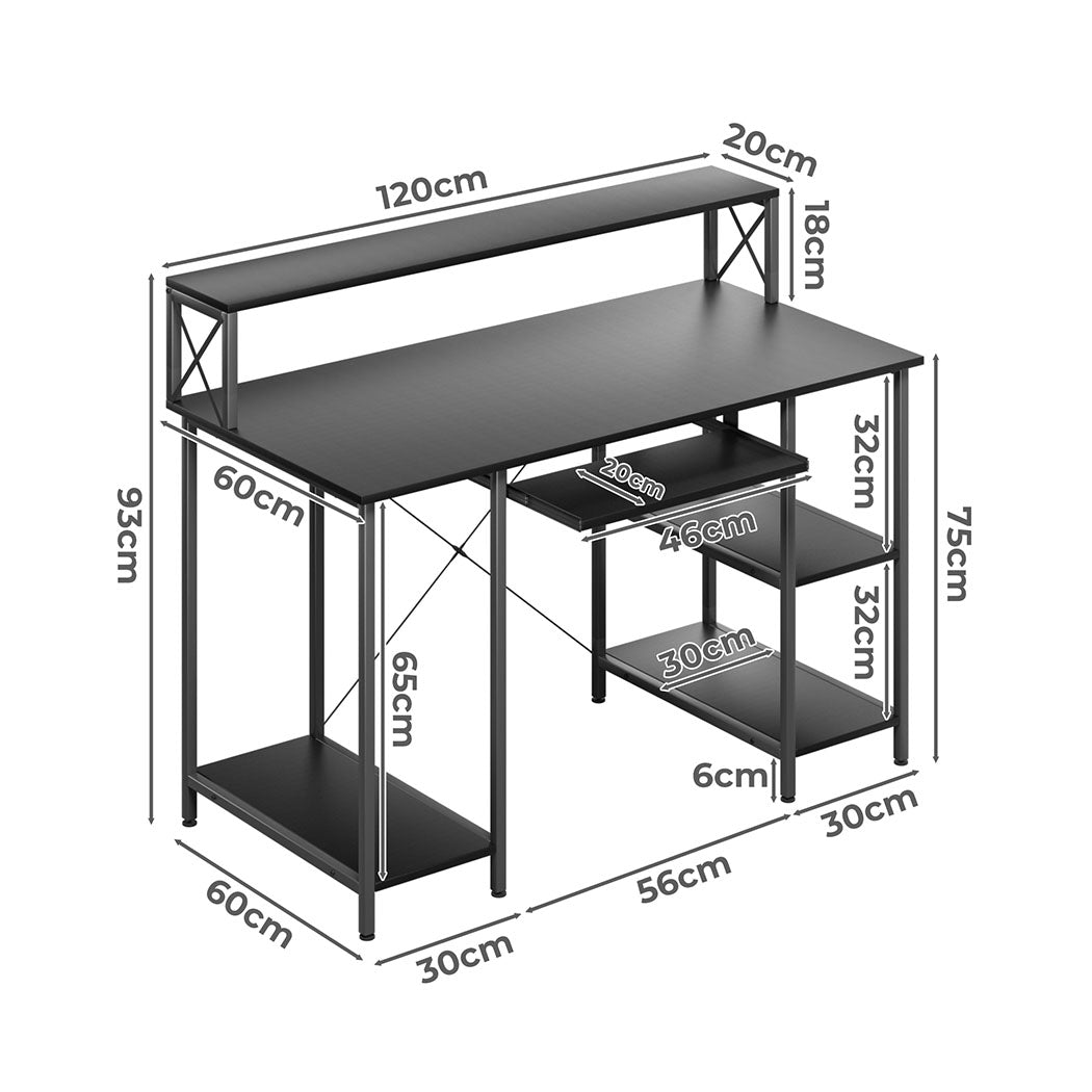 Levede Computertisch 120 cm mit Monitorablage und Tastaturauszug