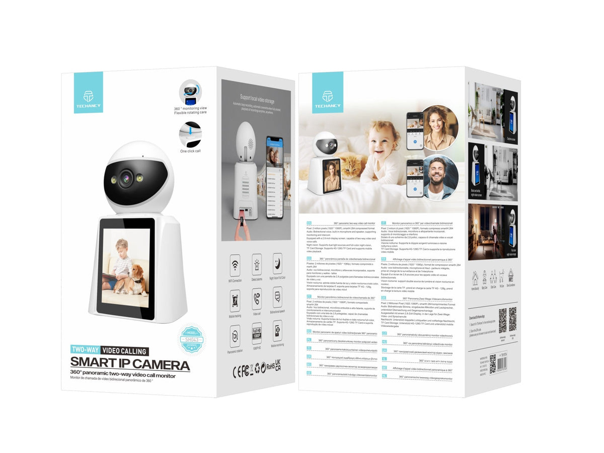 Techancy SH043 1080P WLAN Überwachungskamera mit 2,8 Zoll Display