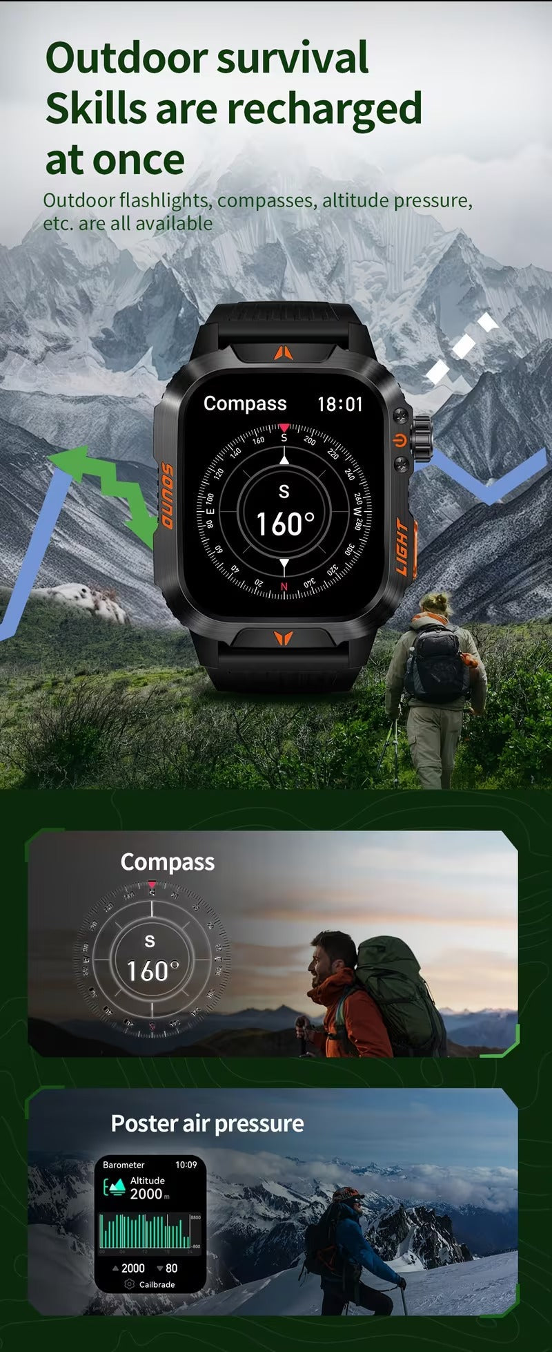 NNETM Outdoor Smartwatch with Compass and Fitness Tracker-2