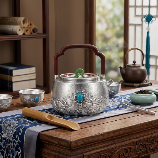 Silver Jade Harmony Luxus Teekanne aus edlem Silber