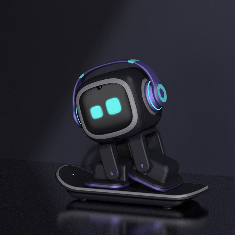 Smarter Mini Roboter mit leuchtenden Augen und futuristischem Design als dekoratives Tech Gadget für Zuhause
