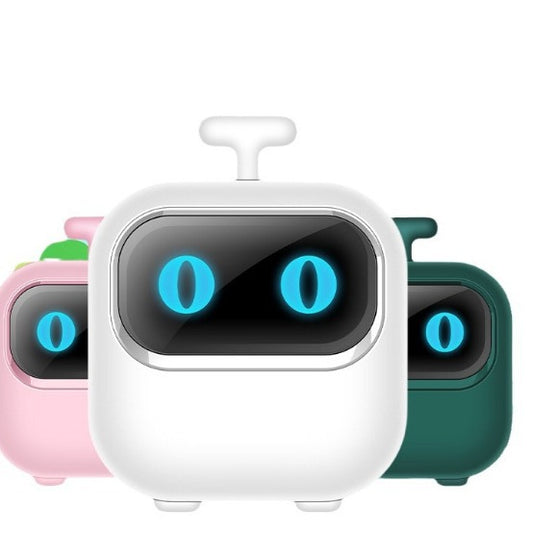 Kompakter smarter Mini Roboter mit leuchtenden Augen in mehreren Farben für moderne Deko und Spielspaß