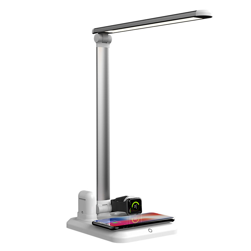 LED-Schreibtischlampe mit kabelloser Ladestation für Smartphone und Smartwatch