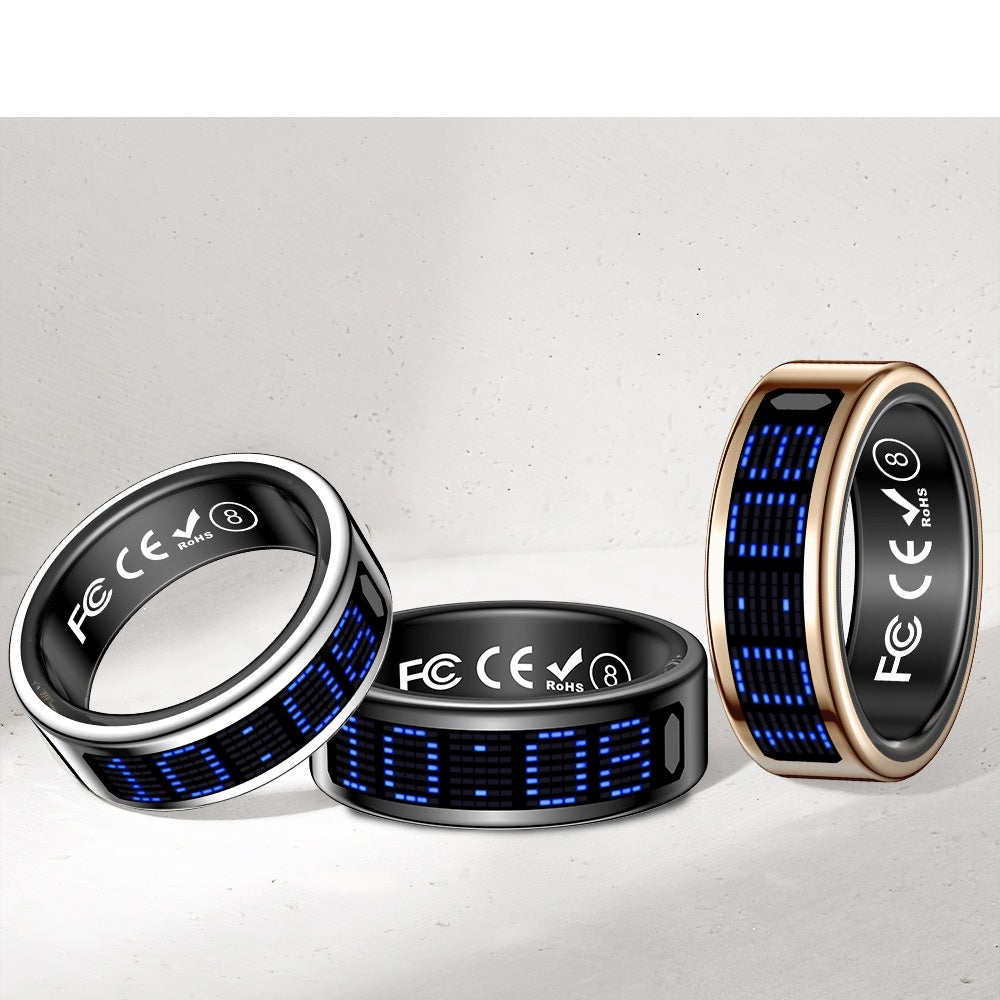 LED Smart Ring mit digitalem Display und modernem Hightech Design