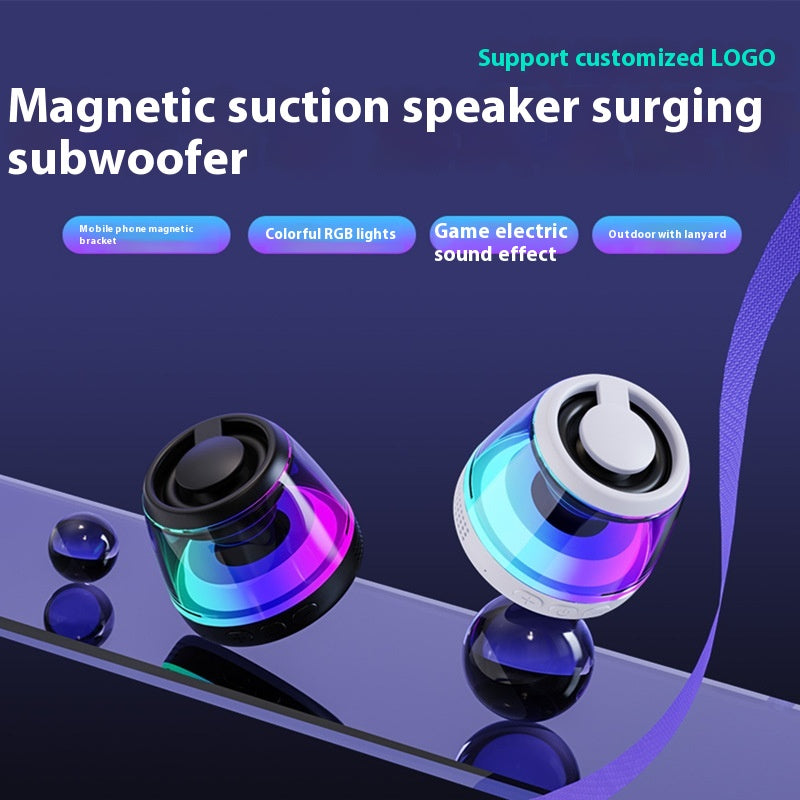 Kompakter Bluetooth-Lautsprecher mit RGB-Beleuchtung und starkem Bass im futuristischen Gaming-Design