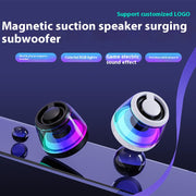 Kompakter Bluetooth-Lautsprecher mit RGB-Beleuchtung und starkem Bass im futuristischen Gaming-Design