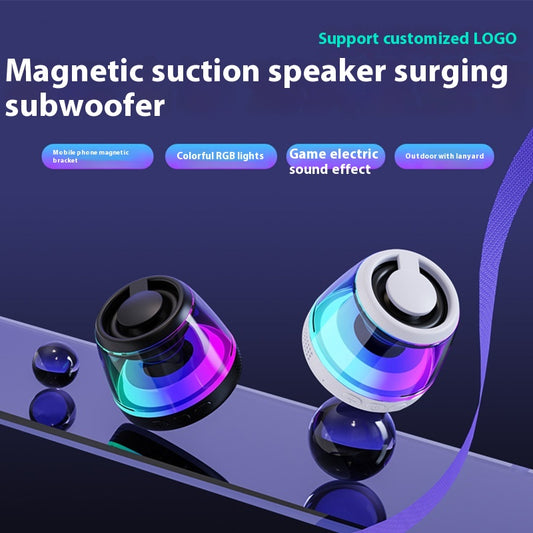 Kompakter Bluetooth-Lautsprecher mit RGB-Beleuchtung und starkem Bass im futuristischen Gaming-Design