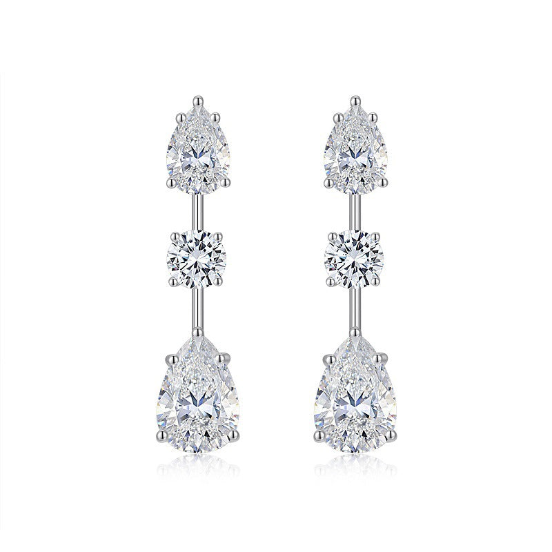 Elegante Silberohrringe mit tropfenförmigen Zirkonia-Steinen im luxuriösen und modernen Schmuckdesign