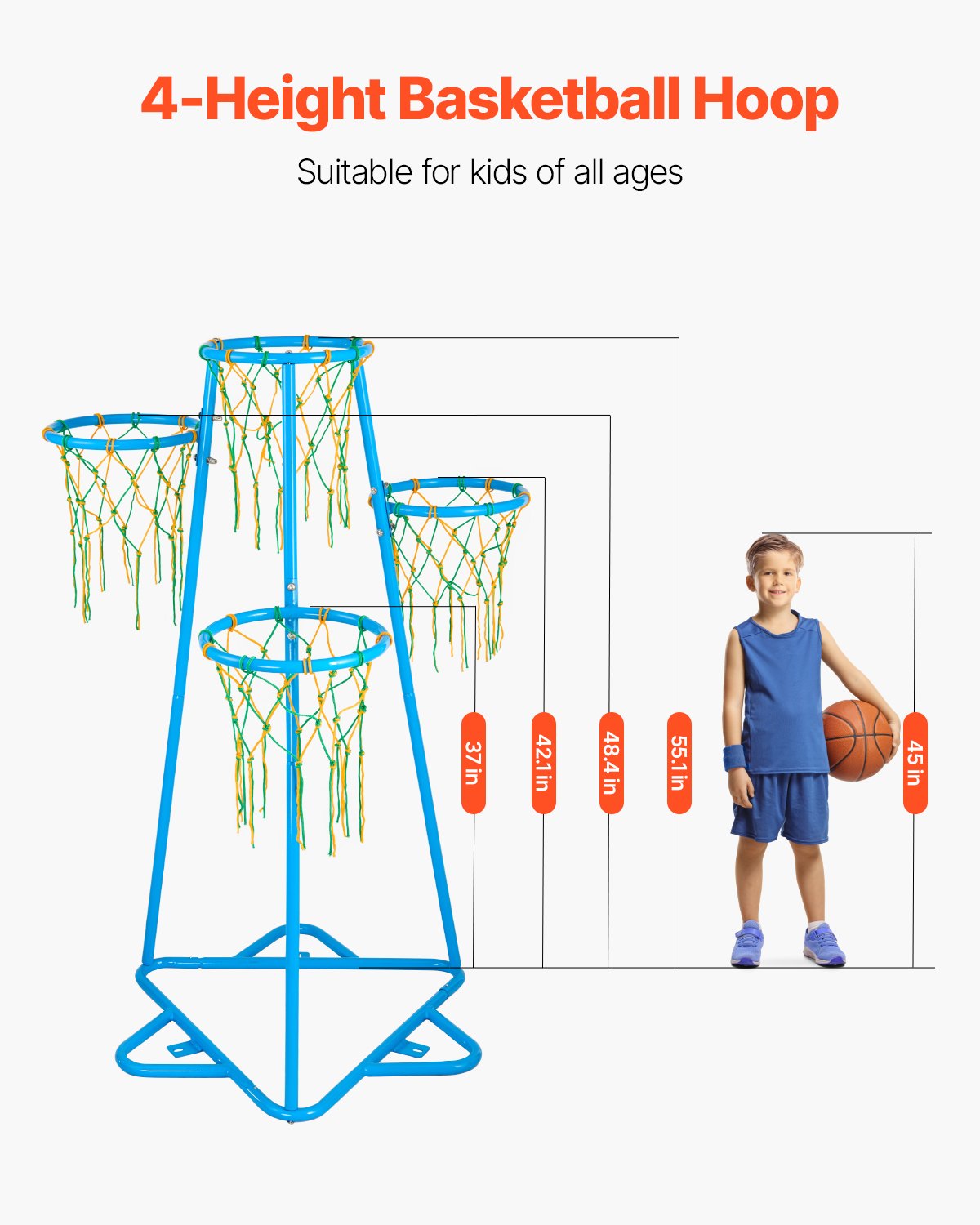 MultiHoop Kids Basketball Set – Höhenverstellbares Spielsystem mit 4 Körben