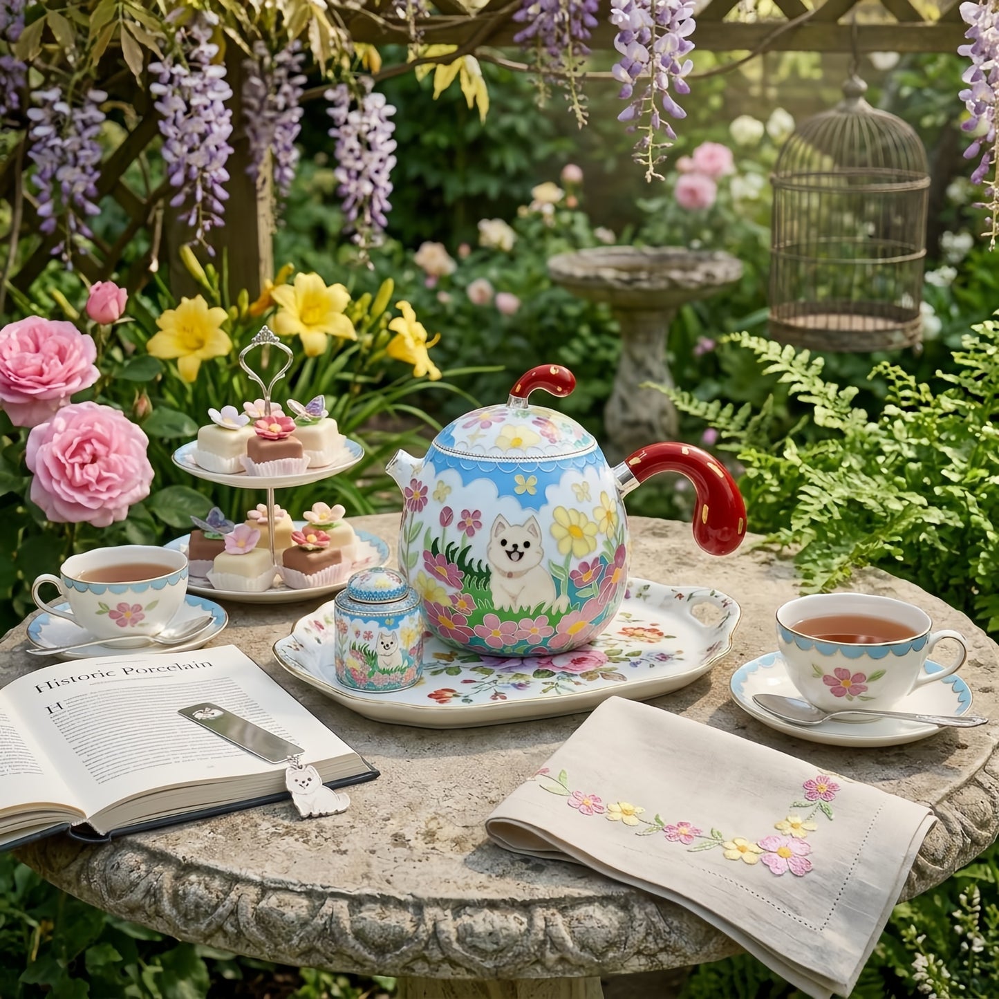 Cloisonné Garden Joy Luxus Teekanne mit kunstvoller Emaille-Veredelung