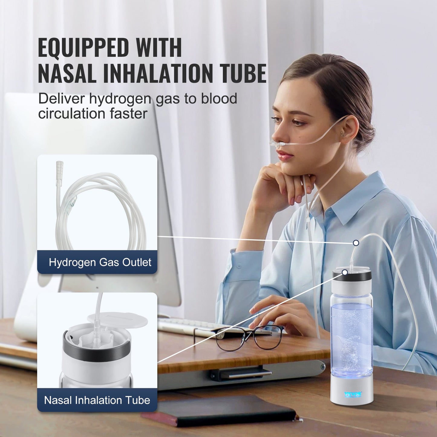 Wasserstoff-Wasserflasche „HydroPure Bottle“ – Tragbarer Generator mit Inhalationsfunktion