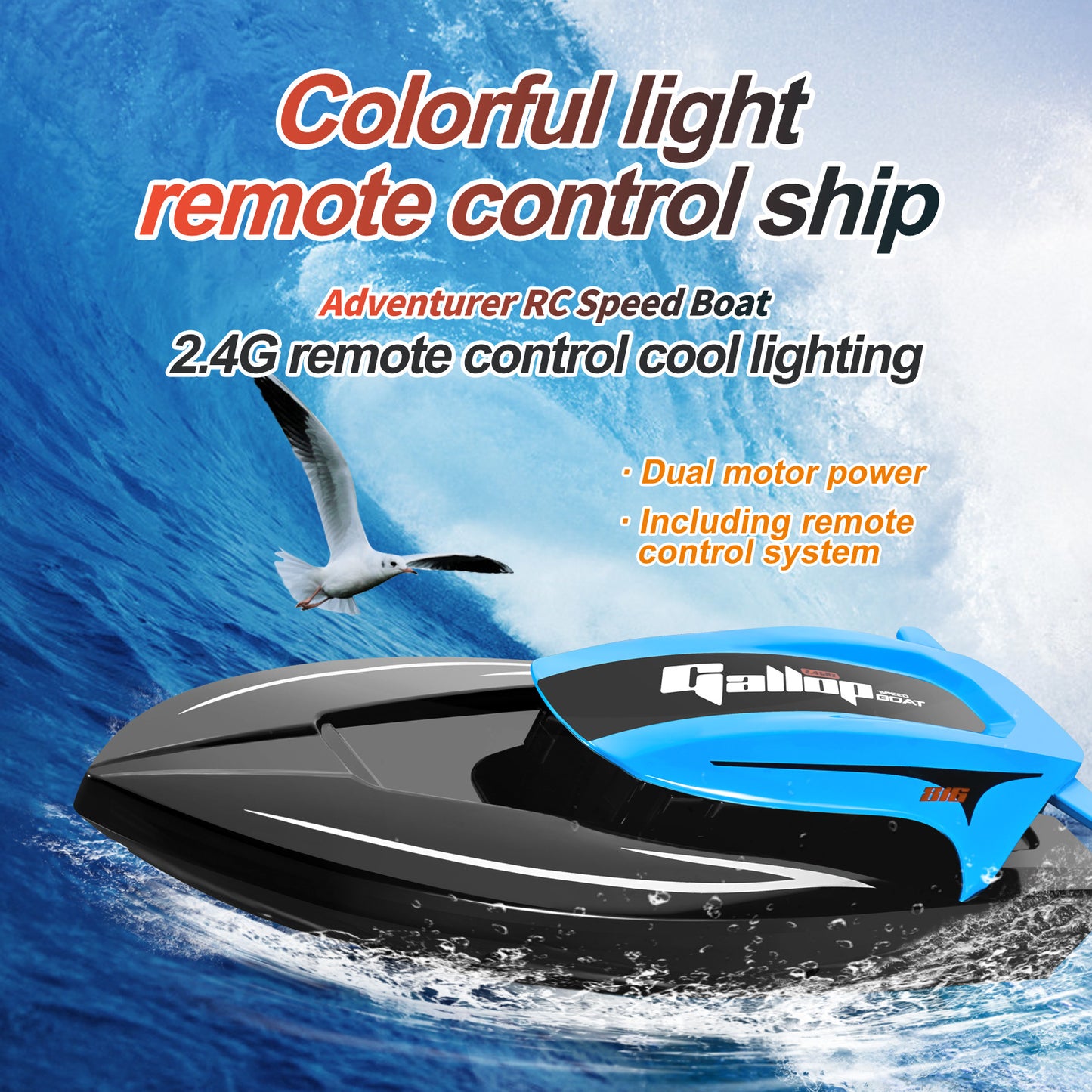 AquaFlash RC Speedboot – Ferngesteuertes Rennboot mit LED & Turbo-Power