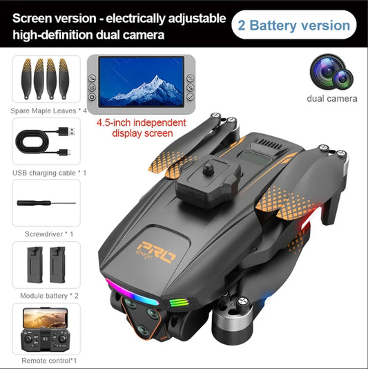 Faltbare Mini Drohne mit Dual Kamera, Display Fernsteuerung und zwei Akkus für stabile Luftaufnahmen draußen und zuhause