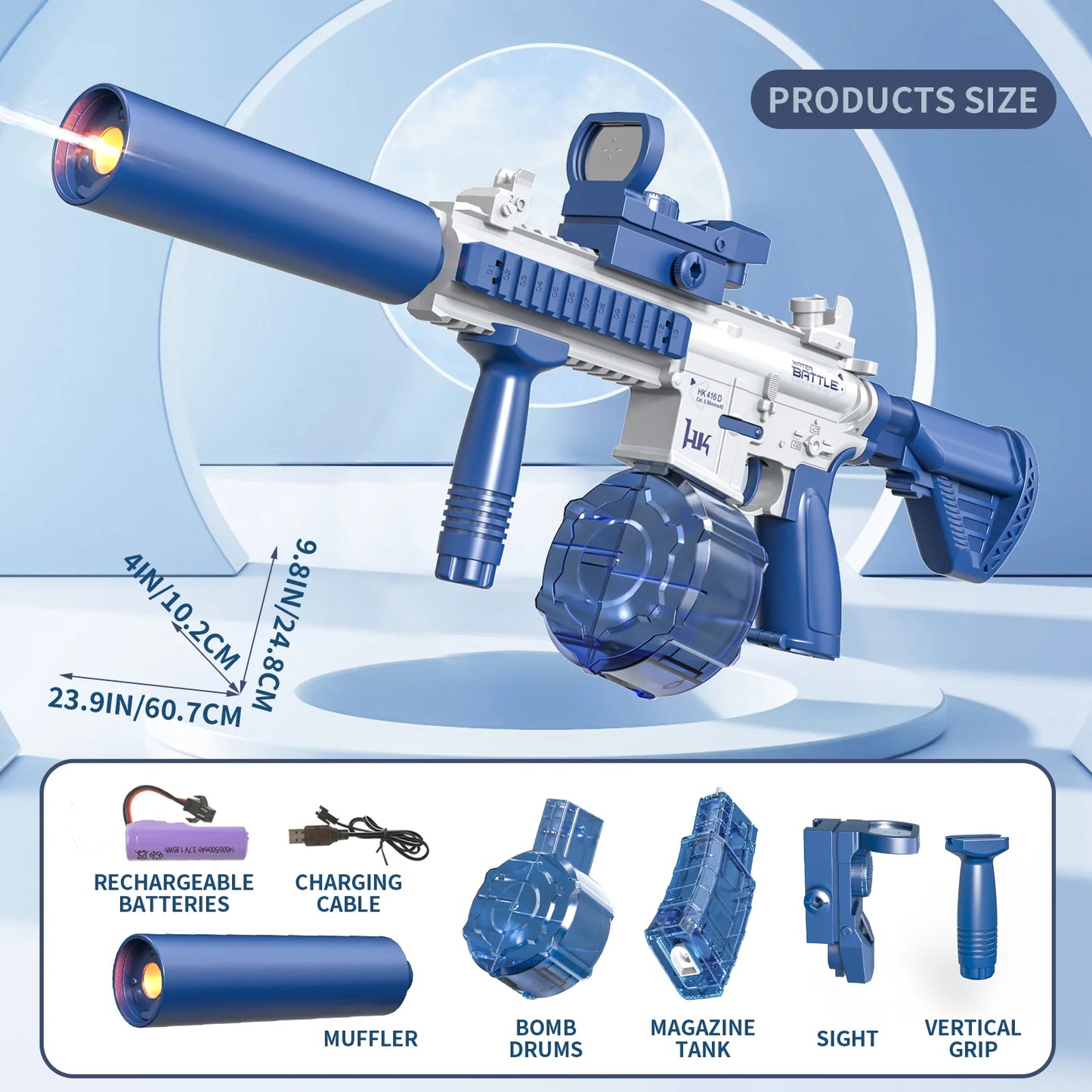 AquaStrike Blaster – Elektrische Wasserpistole mit Trommelmagazin