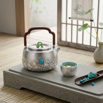 Silver Jade Harmony Luxus Teekanne aus edlem Silber
