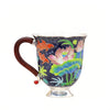 individuell Handgefertigter Dekorative Keramiktasse mit Lotusblüten- und Fischmotiv im farbenfrohen asiatischen Design