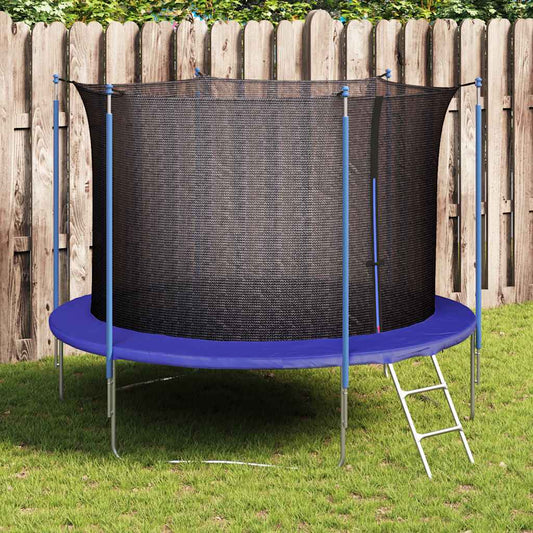 Rundes Gartentrampolin mit Sicherheitsnetz und Leiter für sicheren Sprungspaß im eigenen Garten