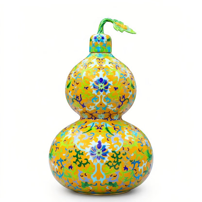 Hulu Radiance Gold Luxus Vase in Cloisonné-Kunst