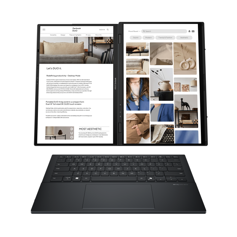 ASUS Zenbook DUO 14 3K OLED Touch mit Intel Core Ultra 9, 32 GB RAM und 2 TB SSD
