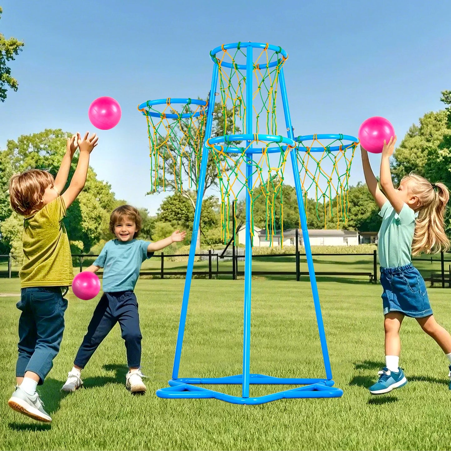 MultiHoop Kids Basketball Set – Höhenverstellbares Spielsystem mit 4 Körben